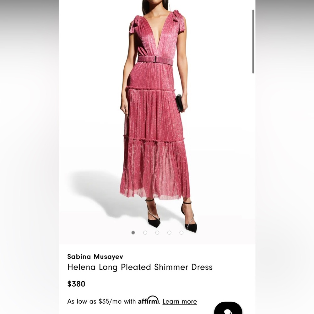 SABINA MUSAYEV long pleated shimmer dress in the color hot pink